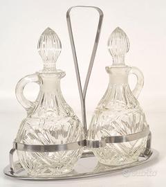 Set Oliera e Acetiera in vetro e acciaio vintage