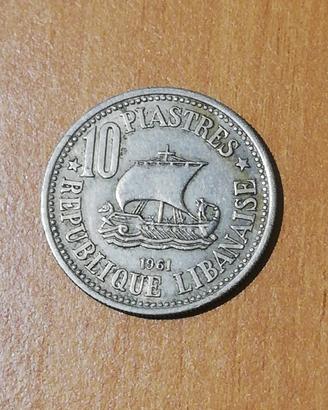 Moneta 10 piastres Libano 1961 