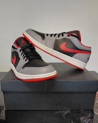 Jordan 1 Low Black/Fire Red/Cement Grey
