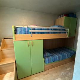 Cameretta completa con letto a castello scrivania