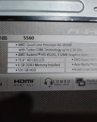 ricambi portatile Acer Aspire 5560