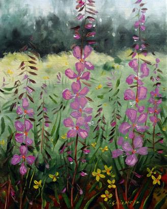 Quadro Fatto a mano Olio su tela Paesaggio Fiori