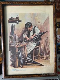 Quadro vintage "Ombrellaio" - Stampa da acquerello