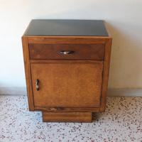 Singolo Comodino Art Déco legno e opalina '900