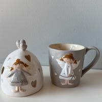 Set natalizio portacandele + tazza con angioletto