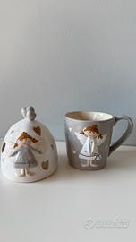 Set natalizio portacandele + tazza con angioletto