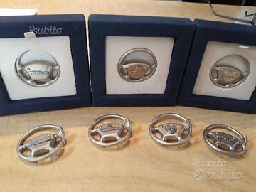 Portachiavi in acciaio e oro 18 kt