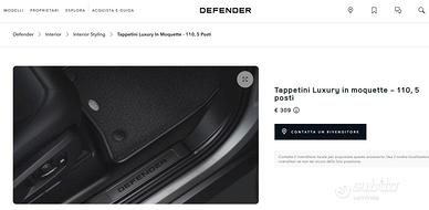 NUOVI Tappetini e Parasole Nuovo Defender 110