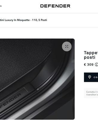 NUOVI Tappetini e Parasole Nuovo Defender 110