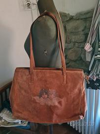 Borsa a spalla in camoscio, Fiorucci.