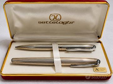 Settelaghi –Set 2 penne argento nuove con astuccio