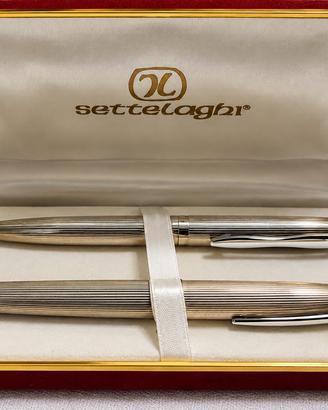 Settelaghi –Set 2 penne argento nuove con astuccio
