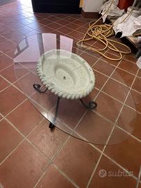 Tavolo salotto ovale ferro pietra vetro