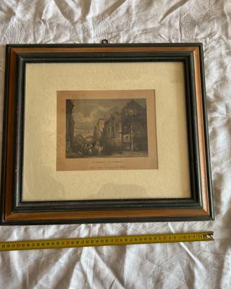 Quadro antico con stampa "St. Germain l'Auxerrois