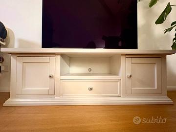 Firenze-Mobile porta TV legno bianco shabby chic