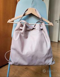 Borsa zaino in vera pelle rosa Le Camp