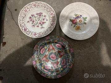 3 piatti dipinti a mano
