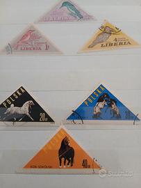 set di francobolli triangolari Liberia e Polonia