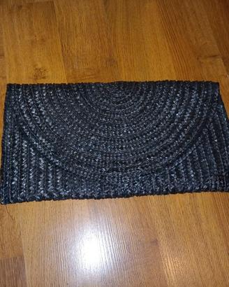 Pochette Primadonna Nera in Paglia Intrecciata