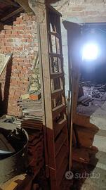 scala di legno  antica 9 gradini + pianerottolo