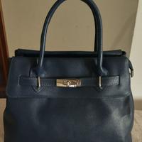 Borsa in pelle blu Made in Italy Genuine Leather