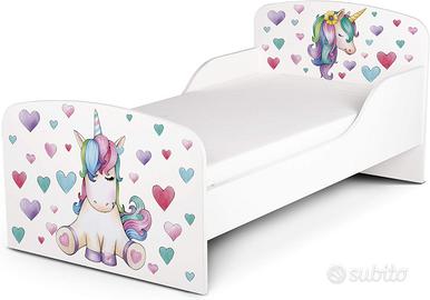 Letto/lettino per bambini in legno con materasso