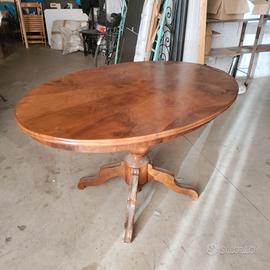 Tavolo ovale vintage in legno di noce smontabile