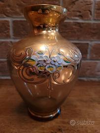 Vaso di cristallo finiture in oro. 20x14