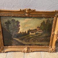 Quadro tela su olio con cornice dorata