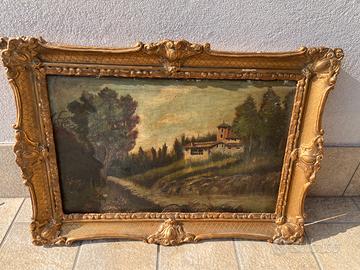 Quadro tela su olio con cornice dorata