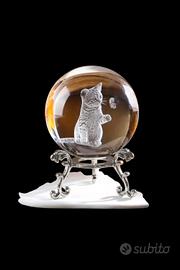 Sfera di cristallo con gatto 3d