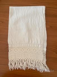 Asciugamano tela di cotone vintage con pizzo