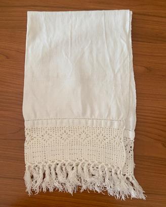 Asciugamano tela di cotone vintage con pizzo