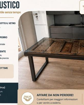 Tavolo artigianale con porta antica incastonata