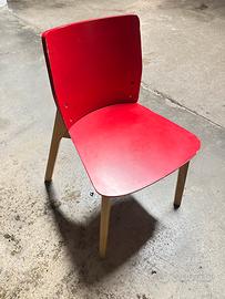 N.6 sedie usate, della Coins laccate di rosso