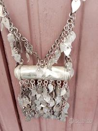 COLLANA HIPPIE ANNI 60 LUNGA 84cm CIONDOLO TAWEEZ