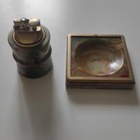 Set posacenere e accendino da tavolo in pietra 