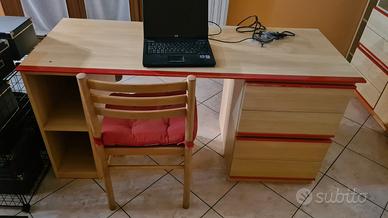Scrivania 150x60 con cassettiera + sedia abbinata