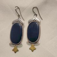 Orecchini antichi in pietra onice nera e argento