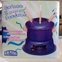 Set fonduta EXCELSA 11 pezzi smaltato blu NUOVO