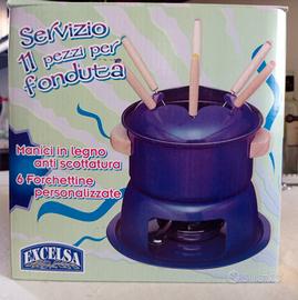 Set fonduta EXCELSA 11 pezzi smaltato blu NUOVO