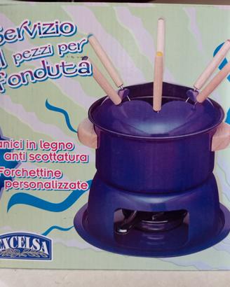 Set fonduta EXCELSA 11 pezzi smaltato blu NUOVO