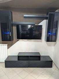 Parete attrezzata con aggiunta di biocamino 👇