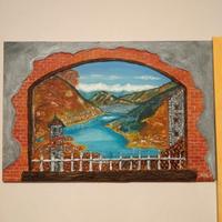  dipinto paessaggio sul lago 