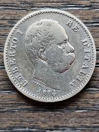 LIRA 1884 Regno d'Italia  Umberto I 
