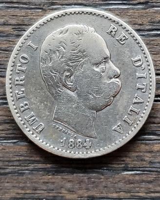 LIRA 1884 Regno d'Italia  Umberto I 