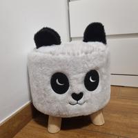 Pouf panda in tessuto – sgabello basso multiuso
