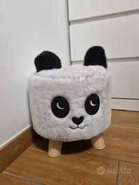 Pouf panda in tessuto – sgabello basso multiuso