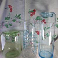 3 VASI MURANO SOFF.FORNACE AZZ.VERDE TRASPARENTE 