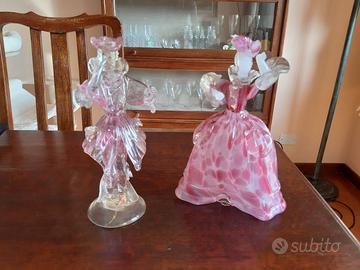 Statuine Clarisse Colorate - Coppia Di Bambine Con Agnello In Poliresina Per Decorazione Country